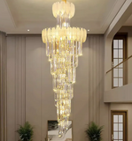 1800MMX600MM K9 CRYSTAL LED DOUBLE HEIGHT STAIR CHANDELIER - WARM WHITE