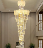 1800MMX600MM K9 CRYSTAL LED DOUBLE HEIGHT STAIR CHANDELIER - WARM WHITE