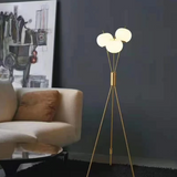 3 Frost Glass FLOOR LAMP LIVING ROOM STANDING LAMP - Gold