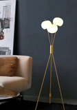 3 Frost Glass FLOOR LAMP LIVING ROOM STANDING LAMP - Gold