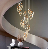 20-LIGHT LED Modern ring DOUBLE HEIGHT STAIR CHANDELIER - WARM WHITE