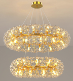 2 Rings Crystal Design Glass Modern LED Chandelier - Warm White