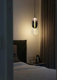 Smoke Clear Glass Pendant Light for Bedside Hanging Light - Warm White