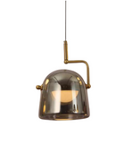 Glass Brass Pendant Light for Bedside Hanging Light - Warm White