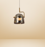 Glass Brass Pendant Light for Bedside Hanging Light - Warm White