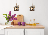 Glass Brass Pendant Light for Bedside Hanging Light - Warm White