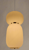 Fluted Frost Glass Pendant Light for Bedside Hanging Light - Warm White