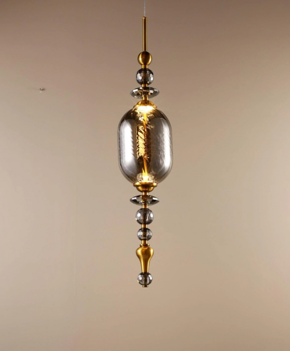 1 Light LED Glass Vintage Smoke Pendant Ceiling Light - Warm White