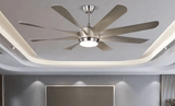 60 Inch 8 Blades Matt Chrome Ceiling Fan with LED Light and Remote Control