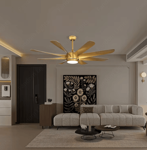 60 Inch 8 Blades Matt Gold Ceiling Fan with LED Light and Remote Control