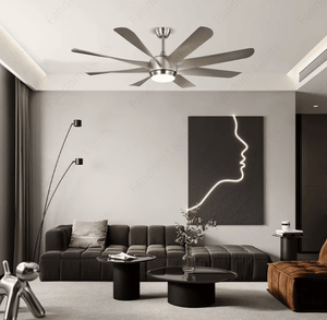 60 Inch 8 Blades Matt Chrome Ceiling Fan with LED Light and Remote Control