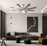 60 Inch 8 Blades Matt Chrome Ceiling Fan with LED Light and Remote Control
