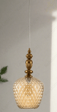 Amber Glass Brass Gold Pendant Light for Bedside Hanging Light - Warm White
