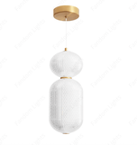 2 Led Gold Modern Pendant Light for Bedside Dining Hanging Light - Warm White