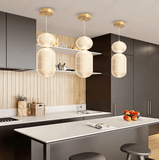 2 Led Gold Modern Pendant Light for Bedside Dining Hanging Light - Warm White