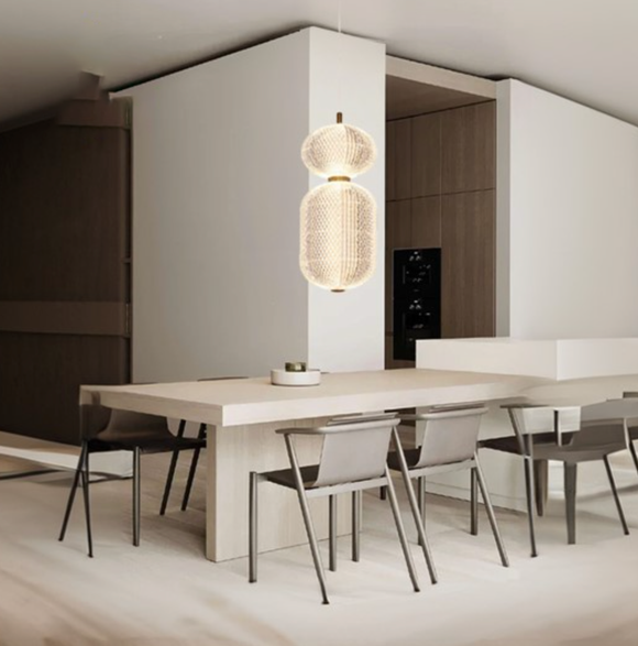 2 Led Gold Modern Pendant Light for Bedside Dining Hanging Light - Warm White