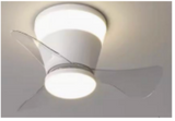 22 Inch White Low Profile Ceiling Light with Fan LED Chandelier