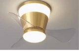 22 Inch Gold Low Profile Ceiling Light with Fan LED Chandelier