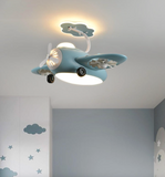 Blue Helicopter Dual Rotating Blade Ceiling Light with Fan LED Chandelier - Warm White