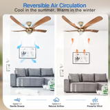 52 Inch Brass Finnish Wind lamp ceiling fan remote Controlled - Dark Wood