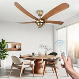 52 Inch Brass Finnish Wind lamp ceiling fan remote Controlled - Dark Wood