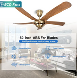 52 Inch Brass Finnish Wind lamp ceiling fan remote Controlled - Dark Wood
