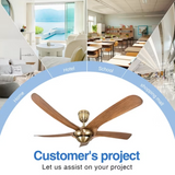52 Inch Brass Finnish Wind lamp ceiling fan remote Controlled - Dark Wood