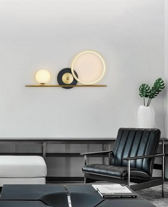 LED Modern Round Gold Black Frost Ball Wall Art Light - Warm White - Ashish Electrical India