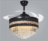 Black Gold Ceiling Fan Chandelier Crystal and Remote Controled for Living Room Drawing Room - Warm White