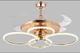 4 Rings Ceiling Fan Chandelier Crystal and Remote Controled for Living Room Drawing Room - Warm White