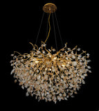 800 MM Vine Leaf Crystal Golden LED Tree Chandelier Light for Living Room Round Dining Room - Warm White