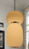 Fluted Frost Glass Pendant Light for Bedside Hanging Light - Warm White