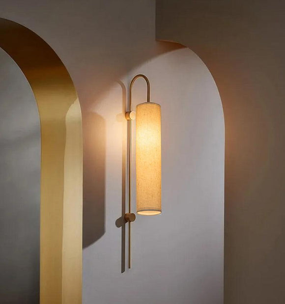 Gold Long Shade Wall Light Modern Copper Metal Bedroom Living Room Wall Light - Gold Warm White - Ashish Electrical India