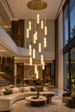 18 LED DOUBLE HEIGHT ONYX STAIR CHANDELIER