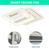 500x500MM Square Low Height Ceiling Light with Bladeless Fan LED Chandelier