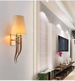 Wall Light Electroplated Brushed Brass with Fabric Shade - Warm White