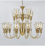 12 Light Champagne Glass Italian Brass Chandelier Light for Dining Hall