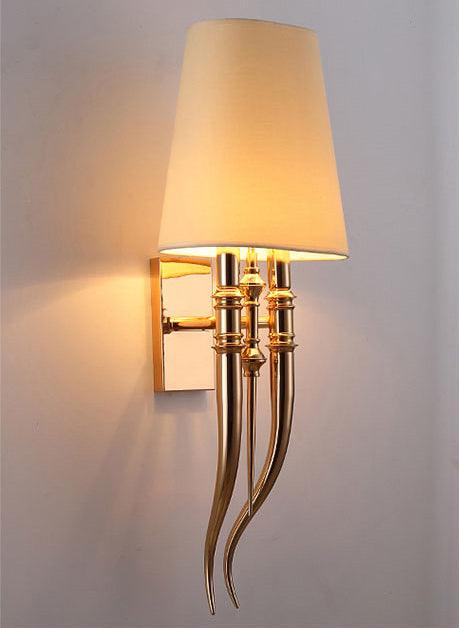 Wall Light Electroplated Brushed Brass with Fabric Shade - Warm White - Ashish Electrical India
