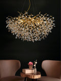 800 MM Vine Leaf Crystal Golden LED Tree Chandelier Light for Living Room Round Dining Room - Warm White