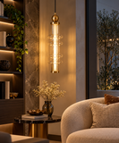 Gold Long Amber Champagne Glass Pendant Ceiling Light