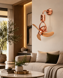ROSE GOLD FINNISH DESIGNER WALL FAN  WITH NATURAL COLOR BLADE