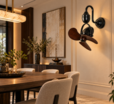BLACK FINNISH DESIGNER WALL FAN  WITH NATURAL COLOR BLADE