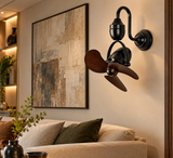 BLACK FINNISH DESIGNER WALL FAN  WITH NATURAL COLOR BLADE