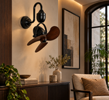 BLACK FINNISH DESIGNER WALL FAN  WITH NATURAL COLOR BLADE