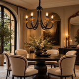 6 Light Black Gold Italian Chandelier Light for Dining Hall