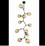 11-LIGHT Amber GLASS Black DOUBLE HEIGHT LONG CHANDELIER - WARM WHITE - Ashish Electrical India