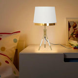 Desk Table Lamp with White Fabric Shade Gold Base for Home and Office Use - Warm White - Ashish Electrical India