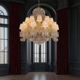 24 LIGHT SHADE CLEAR GLASS ITALIAN CHANDELIER