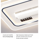 1100x700 MM Rectangular Low Height Ceiling Light with Bladeless Fan LED Chandelier - Warm White