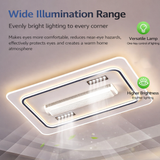 1100x700 MM Rectangular Low Height Ceiling Light with Bladeless Fan LED Chandelier - Warm White